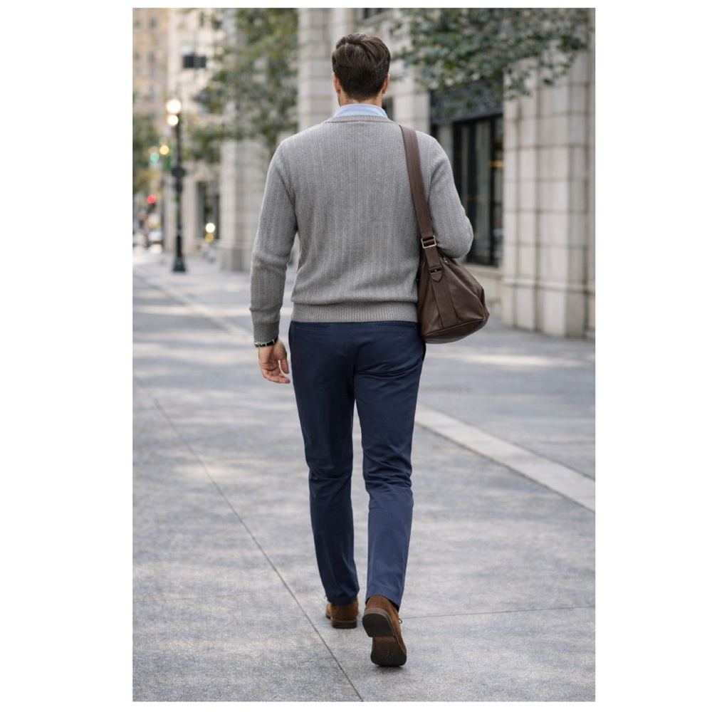 HATHAWAY SPORT $120 Brunswick Crewneck 100% Combed Cotton Gray Sweater Sz L - Picture 4 of 15